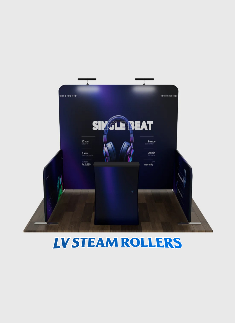 Ultimate 10x10 Booth Kit with Backwall, Side Walls, Counter, and Lights